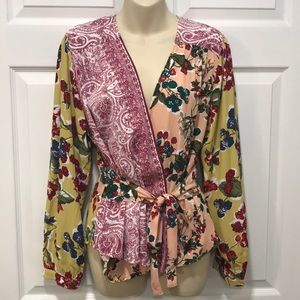 Anthropologie Meadow Tue Floral Patchwork Top 12
